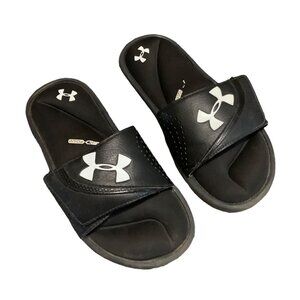 Under Armour Slides Slip On 4D Foam Youth Boy Size 3 Black Athletic Durable